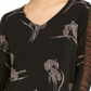 Alfani Women's Floral Print Ruched Sleeve Top Black Size Large