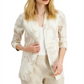 Alfani Women's Floral Print 3/4 Sleeve Blazer Beige Size Large
