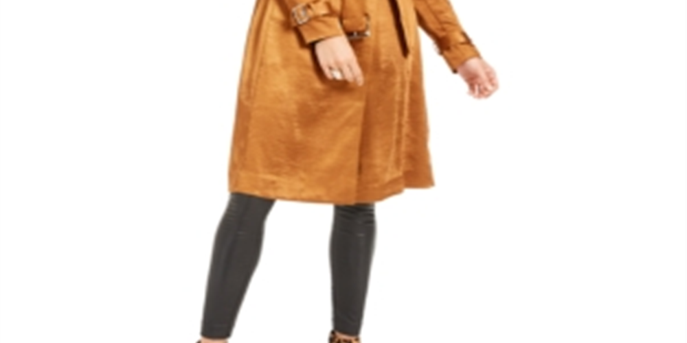 INC International Concepts Women's Metallic Trench Coat Brown Size XX-Large