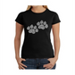 LA Pop Art Women's Woof Paw Prints T-Shirt Black Size Medium