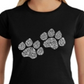 LA Pop Art Women's Woof Paw Prints T-Shirt Black Size Medium