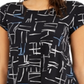 Alfani Womens Printed Short Sleeve Multi Small Knit Top Black Size Small