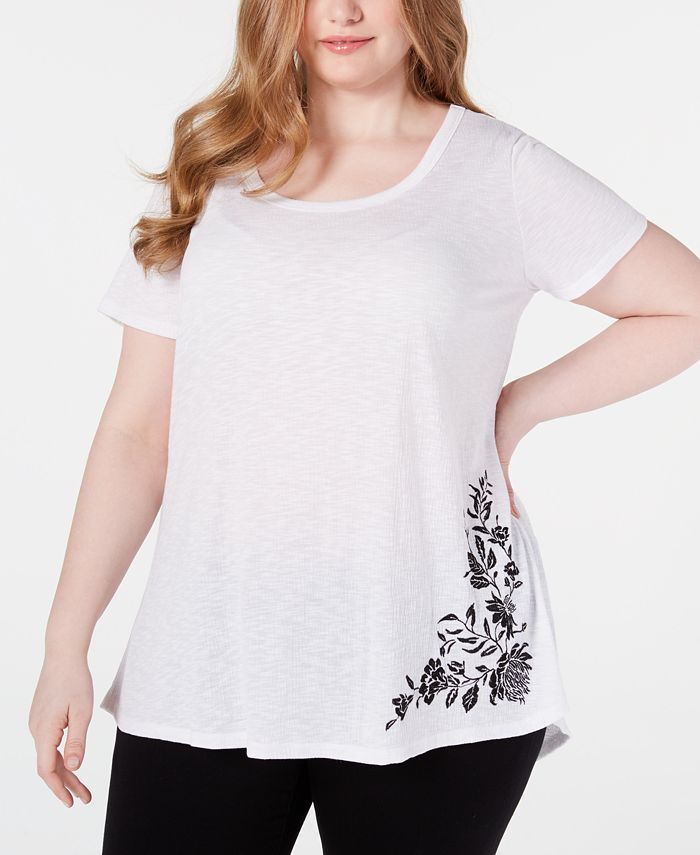 Seven7 Jeans Women's Trendy Plus Ruched Back Top White Size 1X