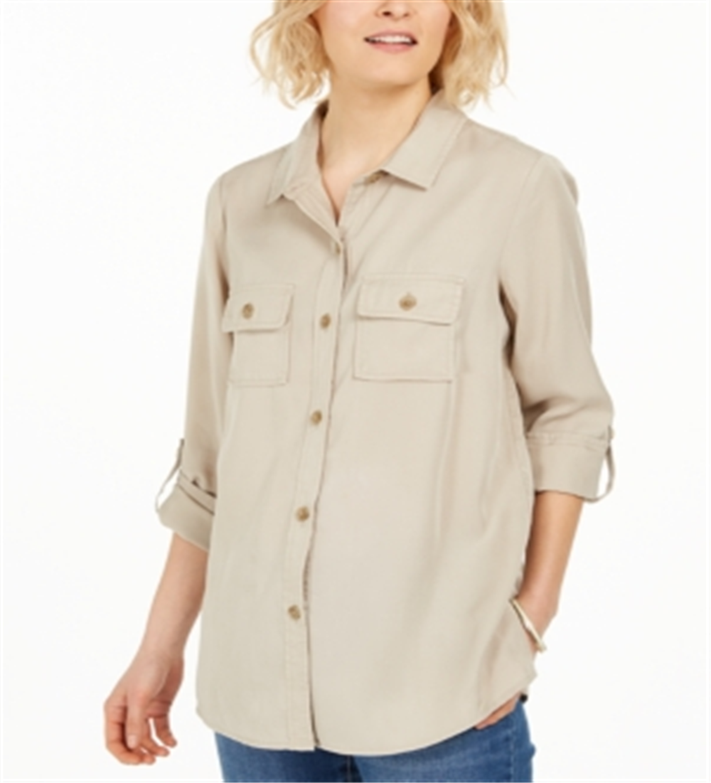 Charter Club Women's Utility Shirt Brown Size Small