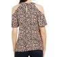 INC International Concepts Women's Dalmation Printed Cold Shoulder Blouse Pink Size Small