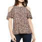 INC International Concepts Women's Dalmation Printed Cold Shoulder Blouse Pink Size Small
