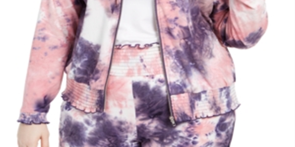 Planet Gold Women's Tie Dye Zip Front Jacket Pink Size 2X