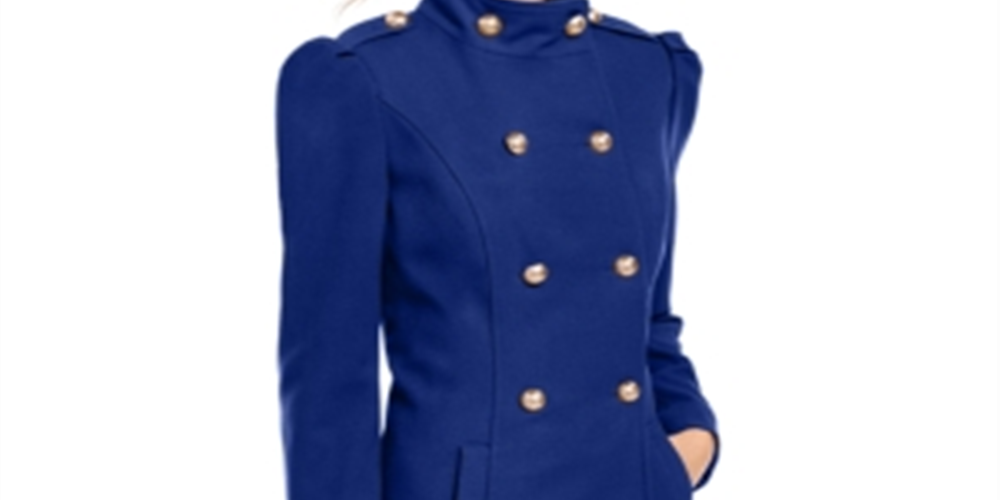 INC International Concepts Women's Double Breasted Coat Blue Size Medium
