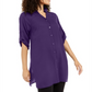 Alfani Women's Imperial Tunic Button up Shirt Dark Blue Size Large
