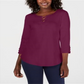 Karen Scott Women's Cotton Crisscross Trim Top Purple Size S
