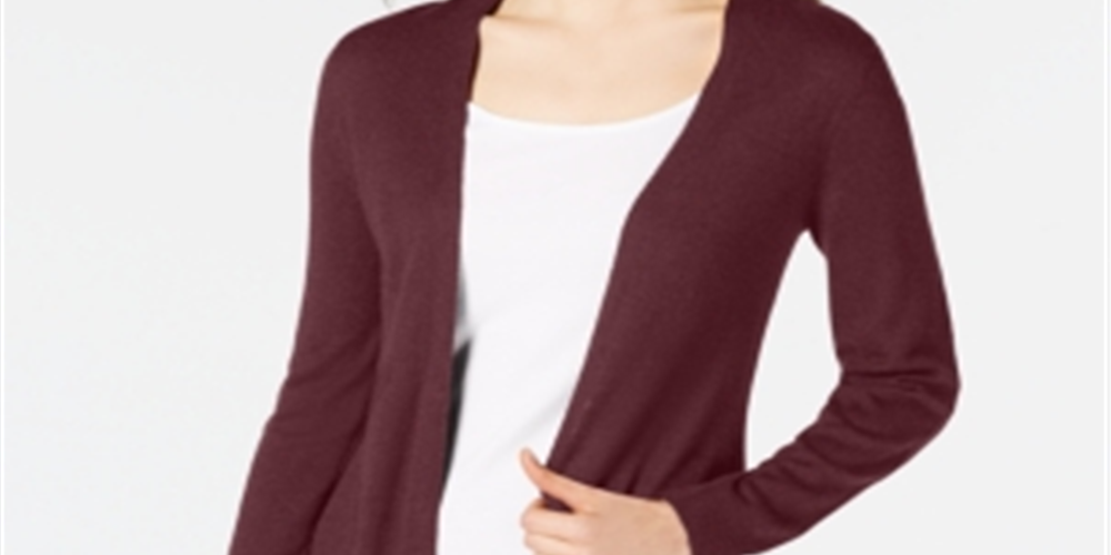Maison Jules Women's Long Open-Front Jersey Cardigan Sweater Ruby Wine Size XXS