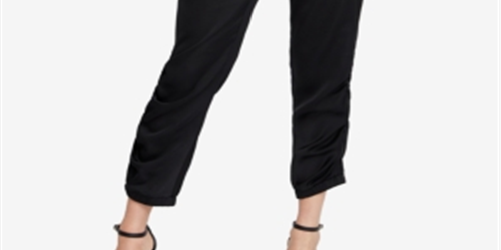 Rachel Roy Women's William Gathered Cropped Pants Black Size XX-Large