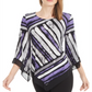 Alfani Women's Printed Pointed-Hem Top Stripe Purple Size X-Large