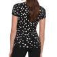 DKNY Women's Dot Print Side Knot Top Black Size Large
