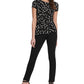 DKNY Women's Dot Print Side Knot Top Black Size Large
