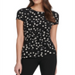 DKNY Women's Dot Print Side Knot Top Black Size Large