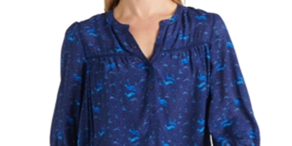Lucky Brand Women's Sophie Popover Top Blue Size Small
