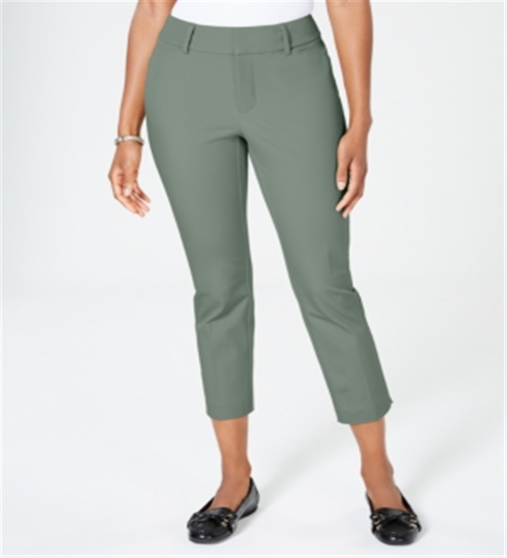 Charter Club Women's Newport Tummy Control Cropped Pants Green Size 14