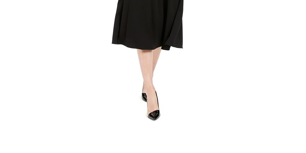 Calvin Klein Women's Puff Sleeve MIDI Dress Black Size 12