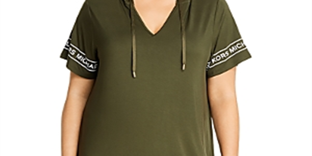 Michael Kors Women's Logo Hooded T-Shirt Dress Green Size 1X