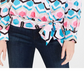 INC International Concepts Women's Printed Faux Wrap Top White Size Petite XL