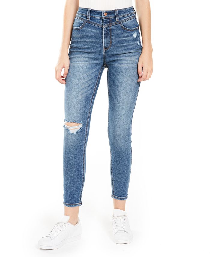 Vanilla Star Junior's Real Cheeky Ripped High Rise Jeans Blue Size -7
