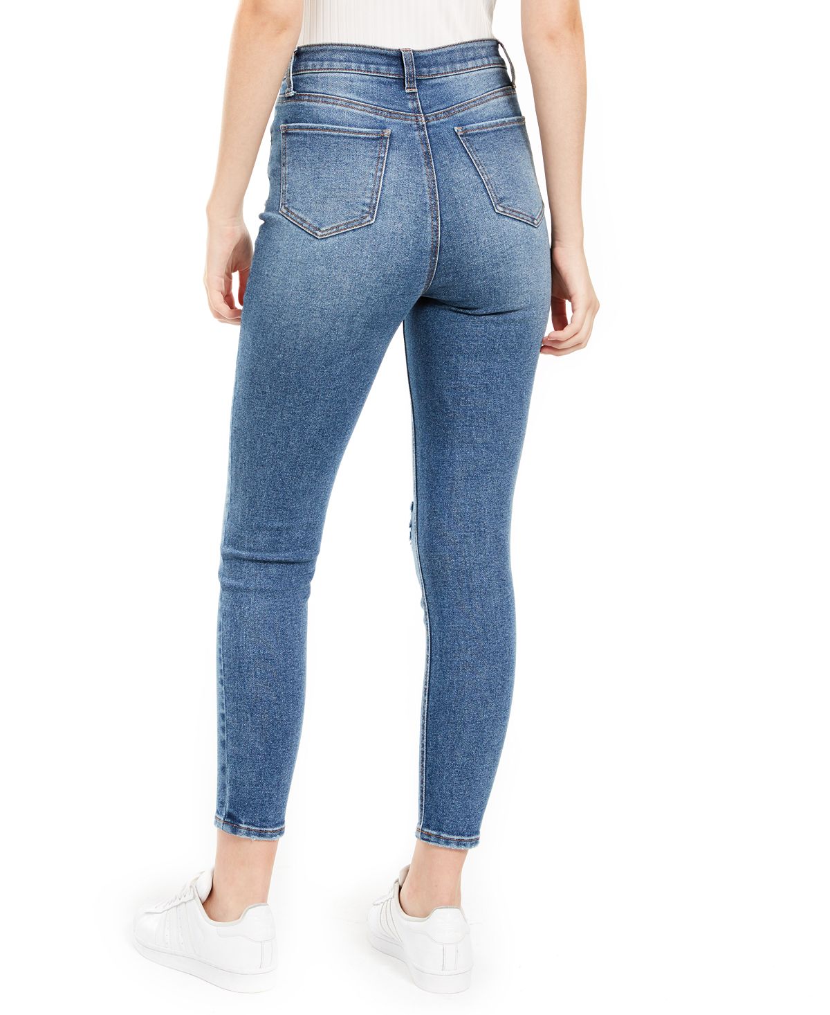 Vanilla Star Junior's Real Cheeky Ripped High Rise Jeans Blue Size -7