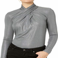 Ralph Lauren Women's Twist Neck Long Sleeve Top -Gray Size L