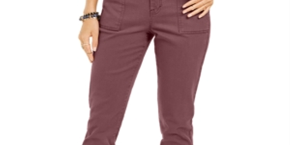 Style & Co Women's Belted Cuffed Jeans Purple Size 14