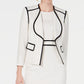 Kasper Women's Petite Wing-Lapel Contrast-Trim Blazer White Size 16 P