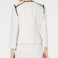 Kasper Women's Petite Wing-Lapel Contrast-Trim Blazer White Size 16 P