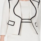 Kasper Women's Petite Wing-Lapel Contrast-Trim Blazer White Size 16 P