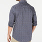 Tasso Elba Men's Cotton Tapestry Print Button Down Shirt Blue Size Medium