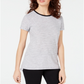 Maison Jules Women's Crewneck Ringer T-Shirt Gray Size X-Small
