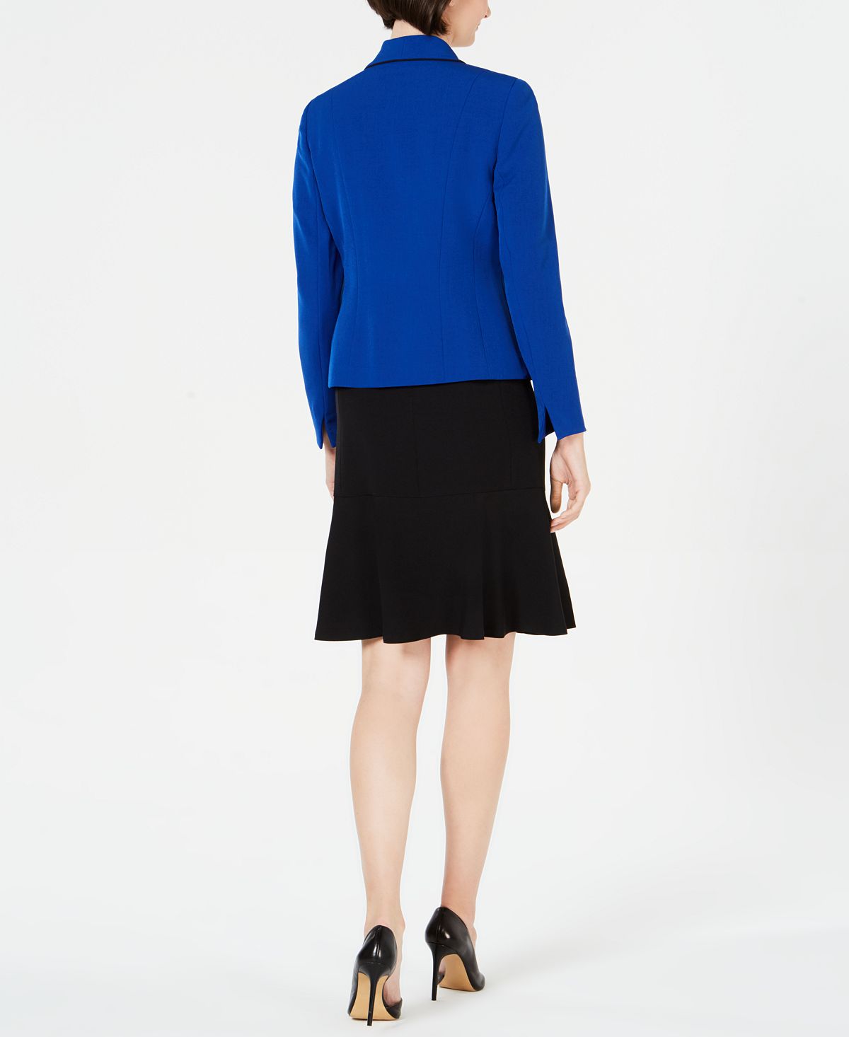 Le Suit Women's Shawl Lapel Skirt Suit Blue Size 8