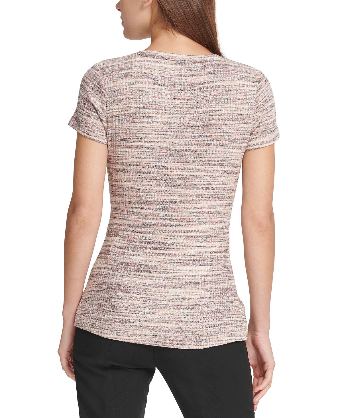 DKNY महिलाओं के लिए रिब्ड स्कूप नेक टॉप बेज, साइज़ XS