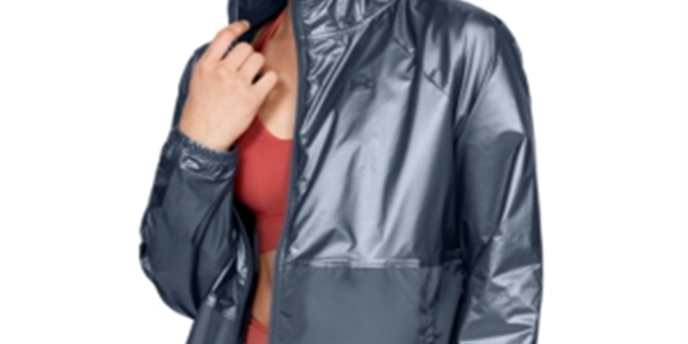 Under Armour Women's Metallic Woven Jacket Blue Size XL