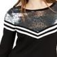 Bar III Women's Sequin-Yoke Chevron Sweater Gray  Size Large