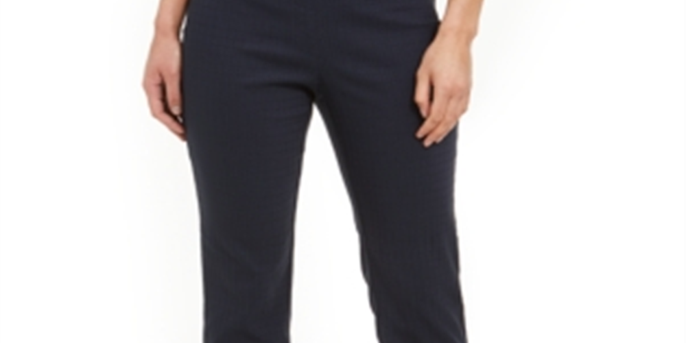 Charter Club Women's Jacquard Pull on Pants Blue Size 18