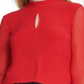 DKNY Women's Sheer Sleeve Keyhole Top Red Size -XS
