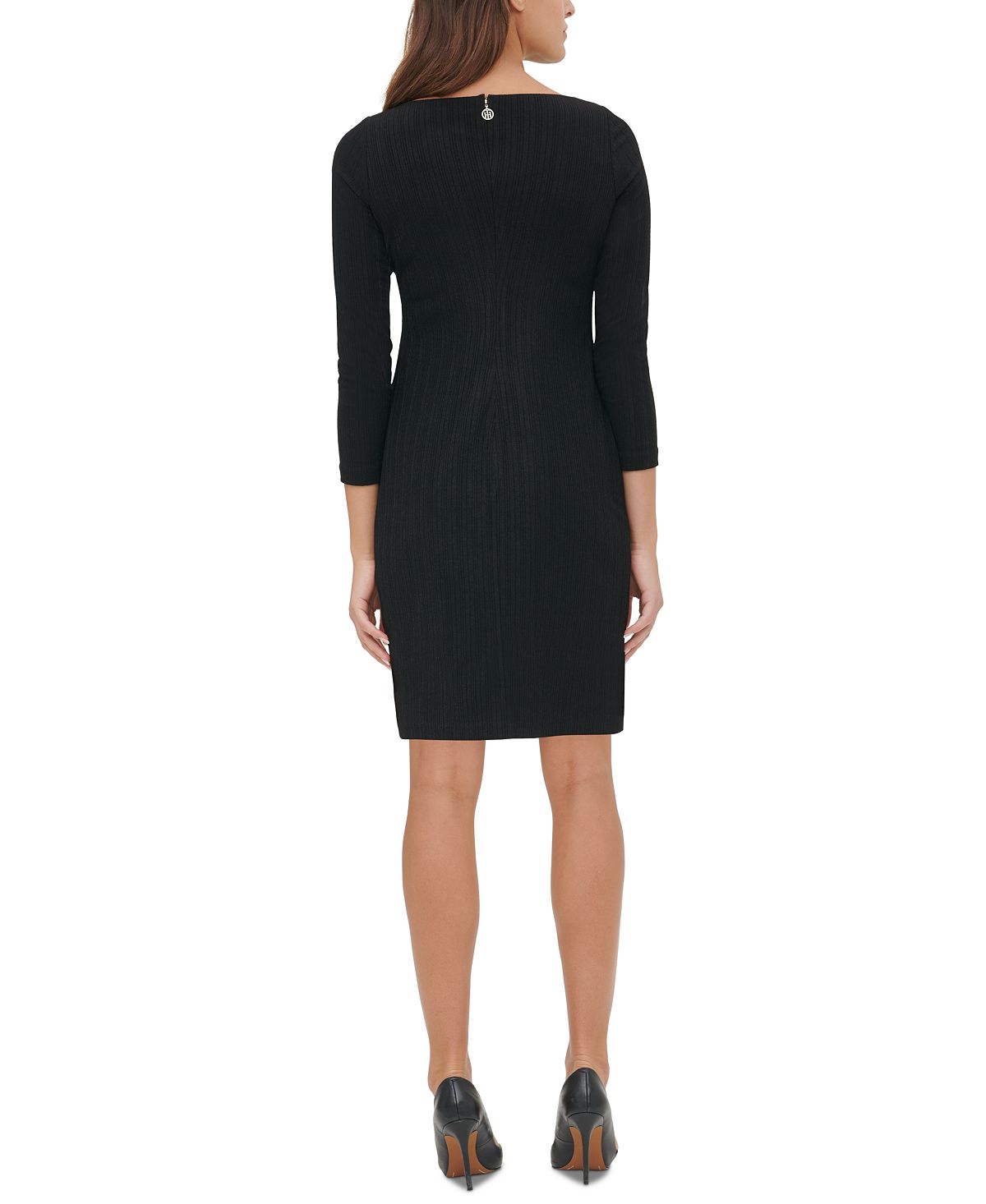 Tommy Hilfiger Women's 3/4 Sleeve Sweater Dress Black Size 2 Petite