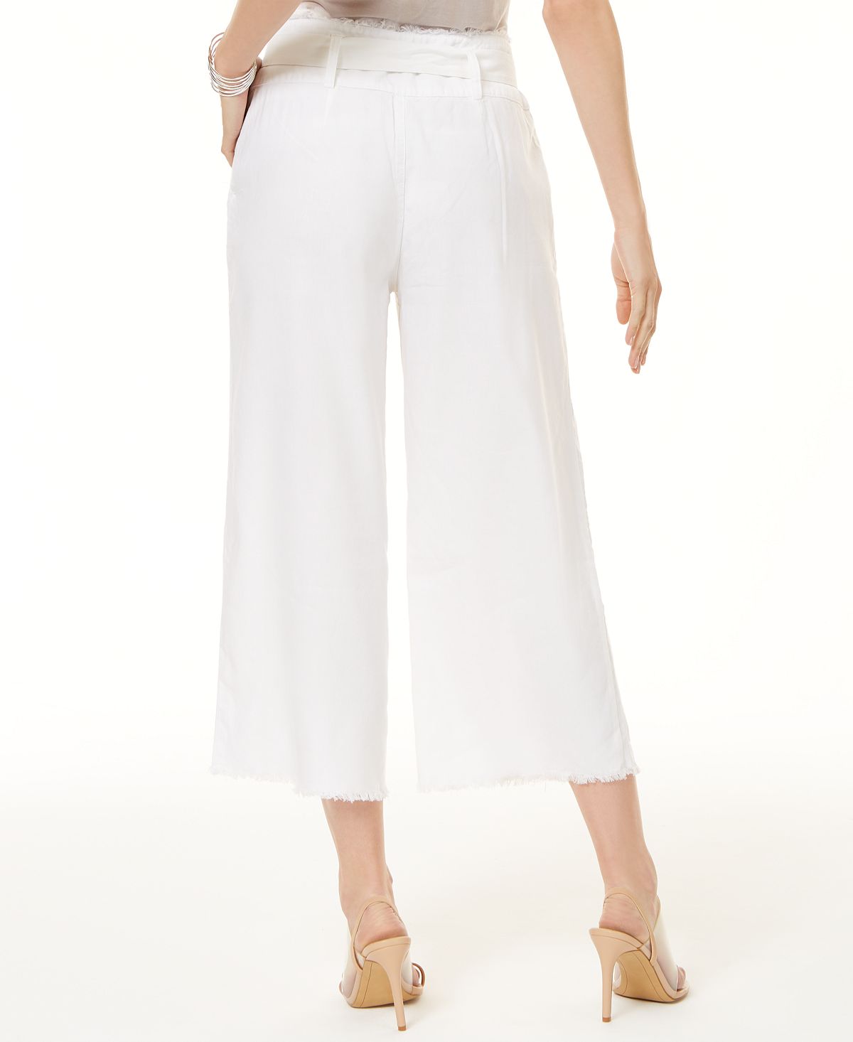 INC Concepts Women Frayed Zip-Front Culottes Wide Leg Pant Size 8 32 X 25 White Size 8