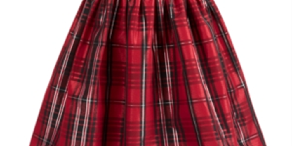 Bonnie Jean Big Girls Plus Size Belted Plaid Taffeta Dress - Red Size 20 Plus