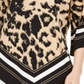 Alfani Women's Leopard Print Dolman Sleeve Blouse Brown Size Medium