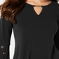 JM Collection Women's Chain Detail Crepe Top Black Size Petite Petite