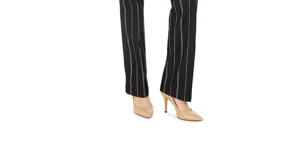 Charter Club Women's Denim Pinstriped Trousers  Black Size 18