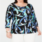 JM Collection Women's Plus Printed Jacquard Top Black Size 0X