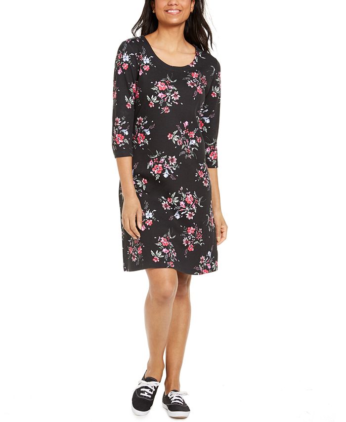 Karen Scott Women's Floral-Print Dress  Black Size S