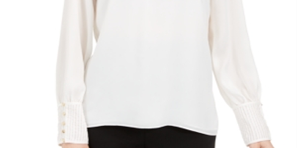 Calvin Klein Women's Button Cuff Top White Size Petite XS