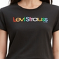 Levi's Women's Perfect Rounded Logo Ogo Meteorite Cotton Logo T-Shirt Black Size L
